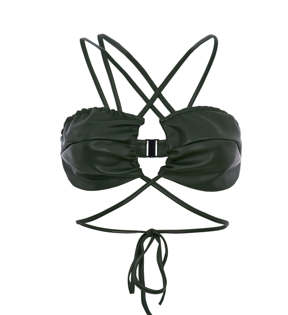 ROSCA leather top with ties Khaki