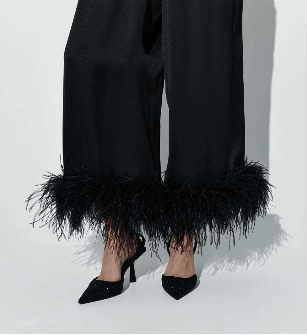 SABOTAGE pants with feathers