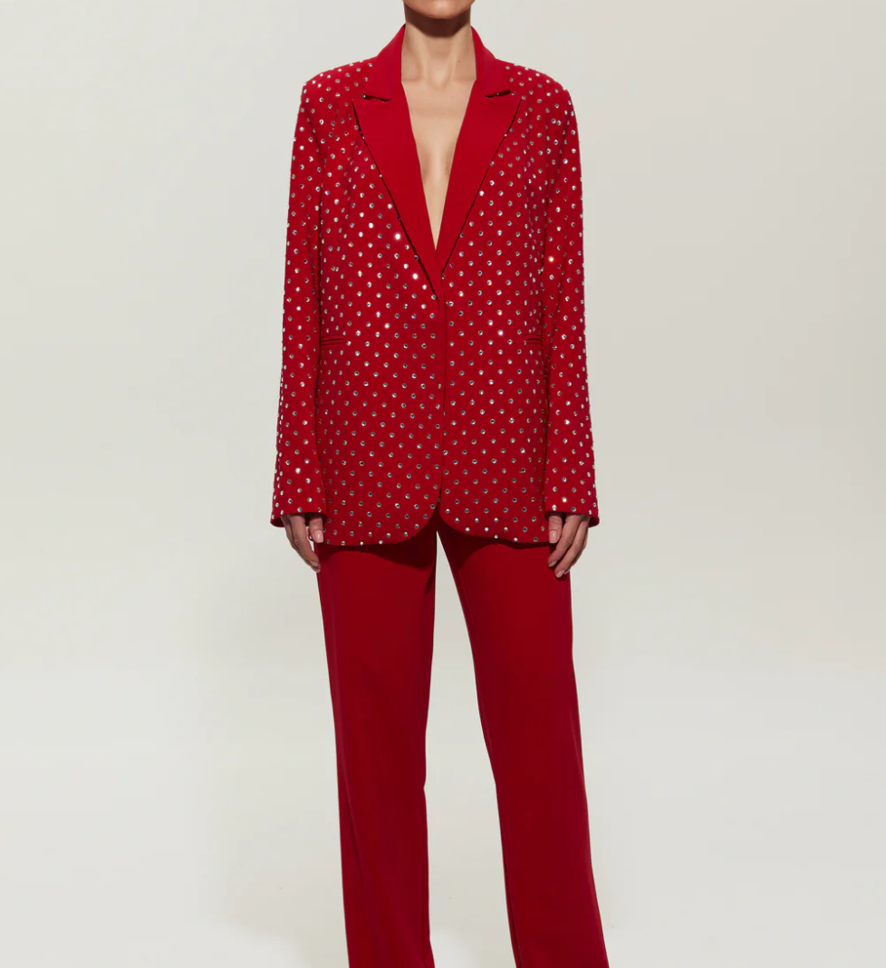 SEMENENKO Red suit with jacket with crystals