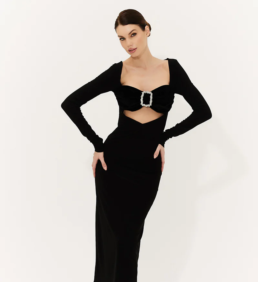 SEMENENKO Black jersey dress with velvet bodice