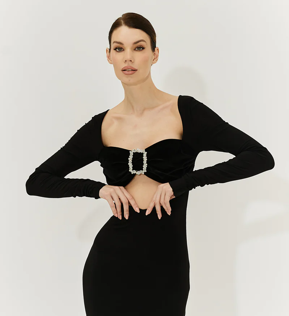 SEMENENKO Black jersey dress with velvet bodice