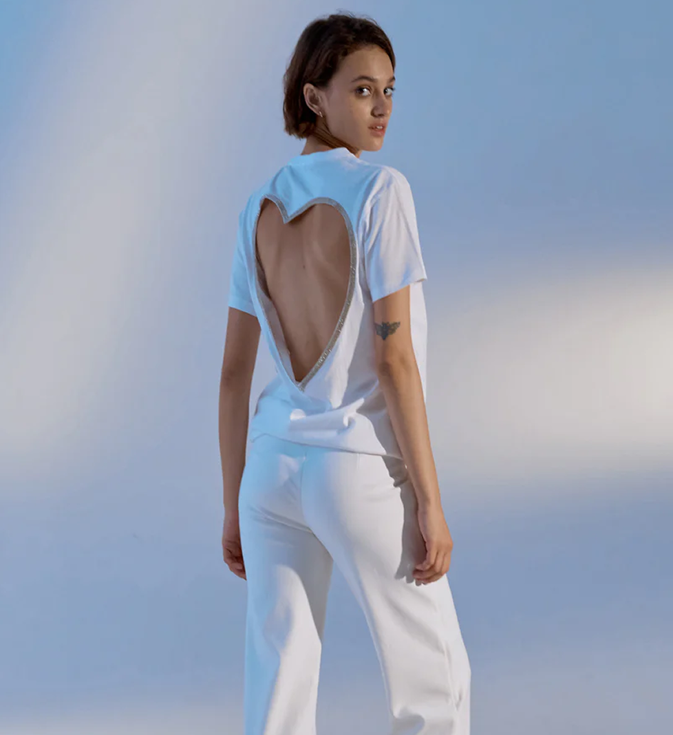SEMENENKO White t-shirt with a heart on the back