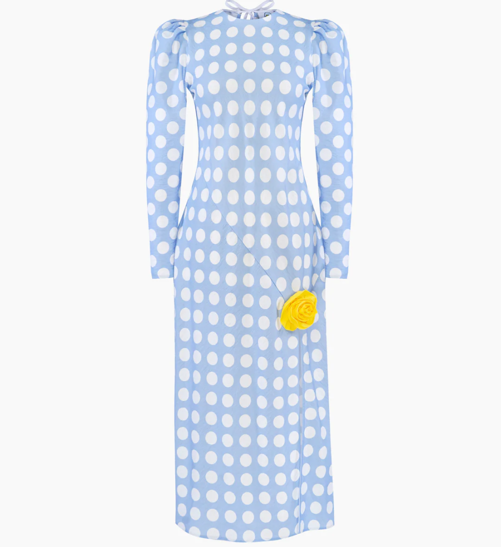 SLEEPER Donna maxi dress in blue polka dots