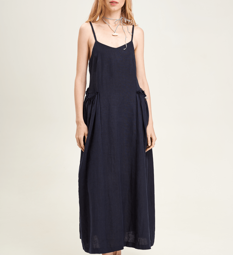 THINK TWICE “Whisper” dress navy blue