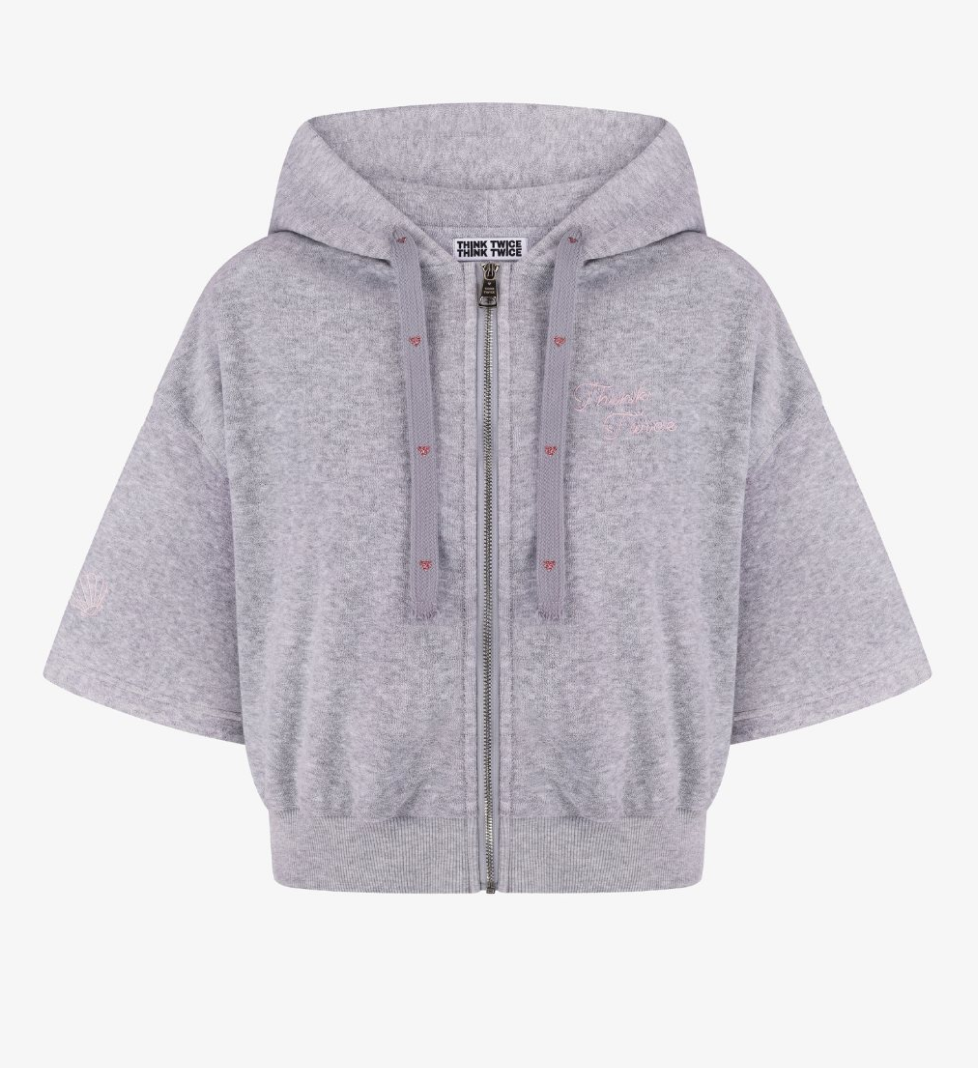 THINK TWICE Terry hoodie grey