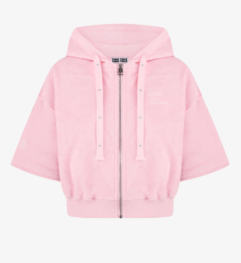 THINK TWICE Terry hoodie pink