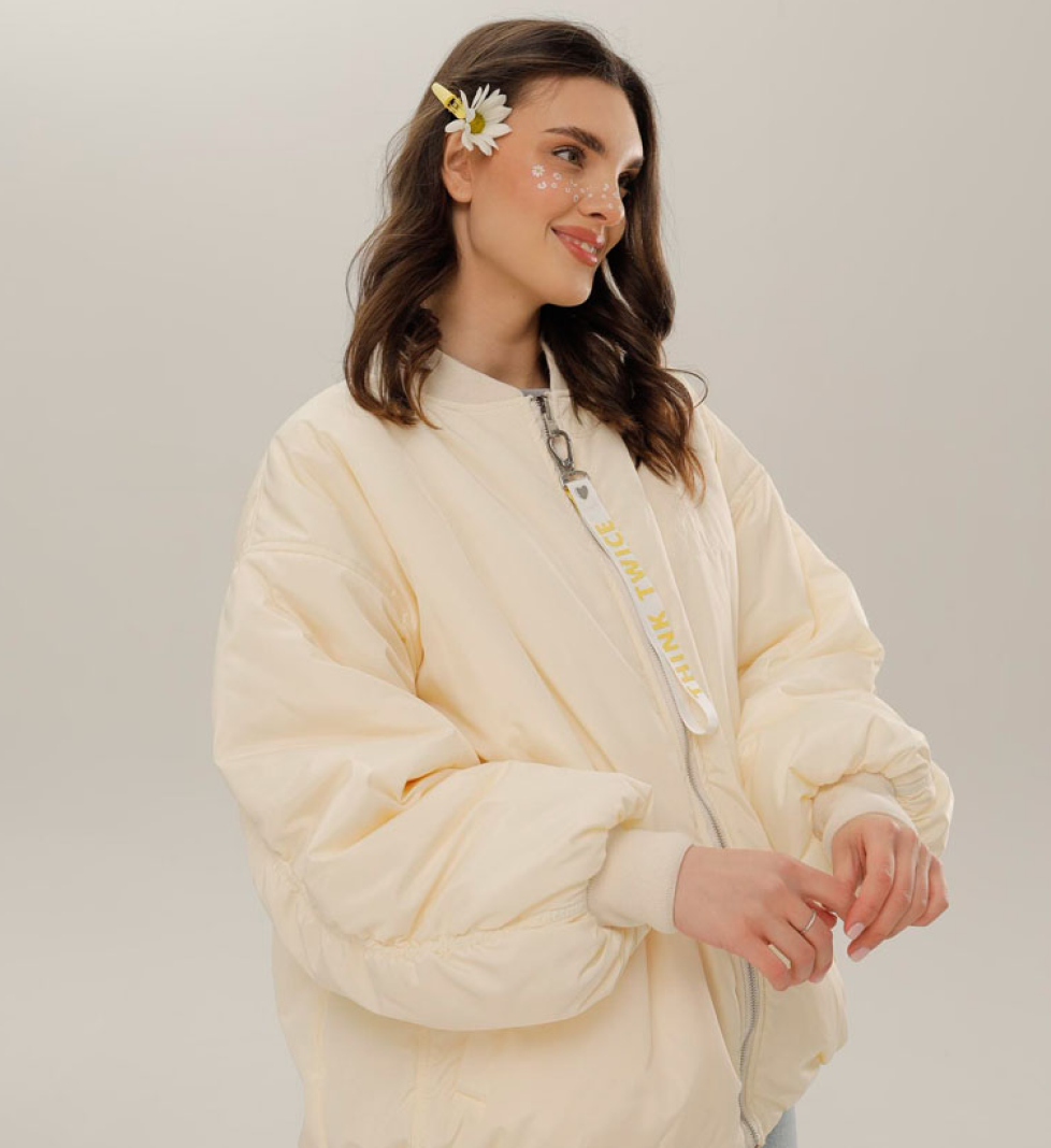 THINK TWICE Bomber double-sided milk yellow