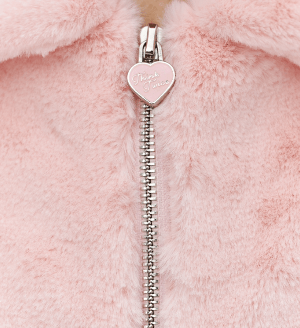 THINK TWICE Softy fur coat made of faux fur pink