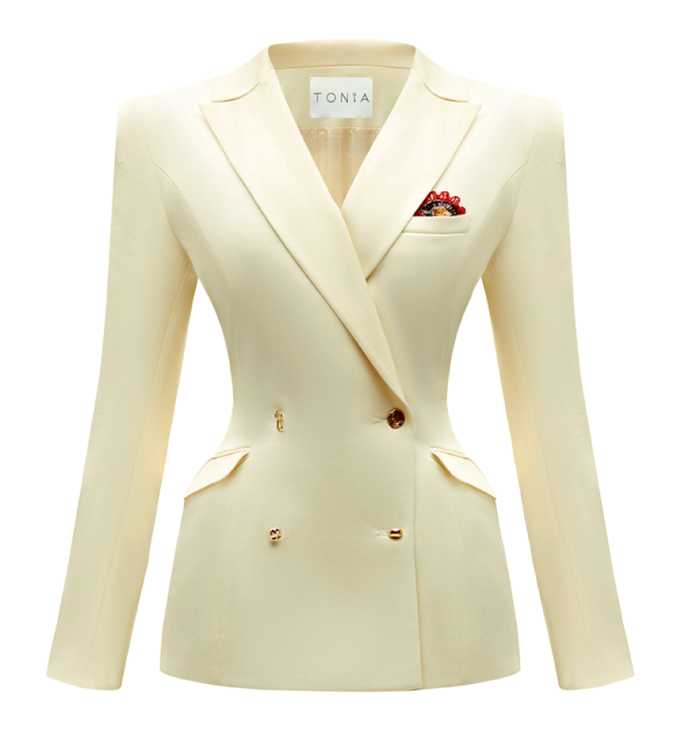 TONiA Double-breasted NEW LOOK blaser in milk
