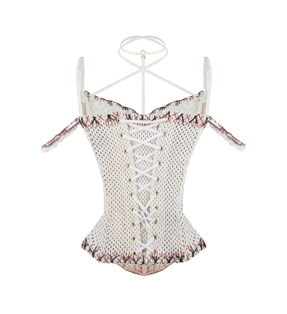 TONiA Corset hand-crocheted milk