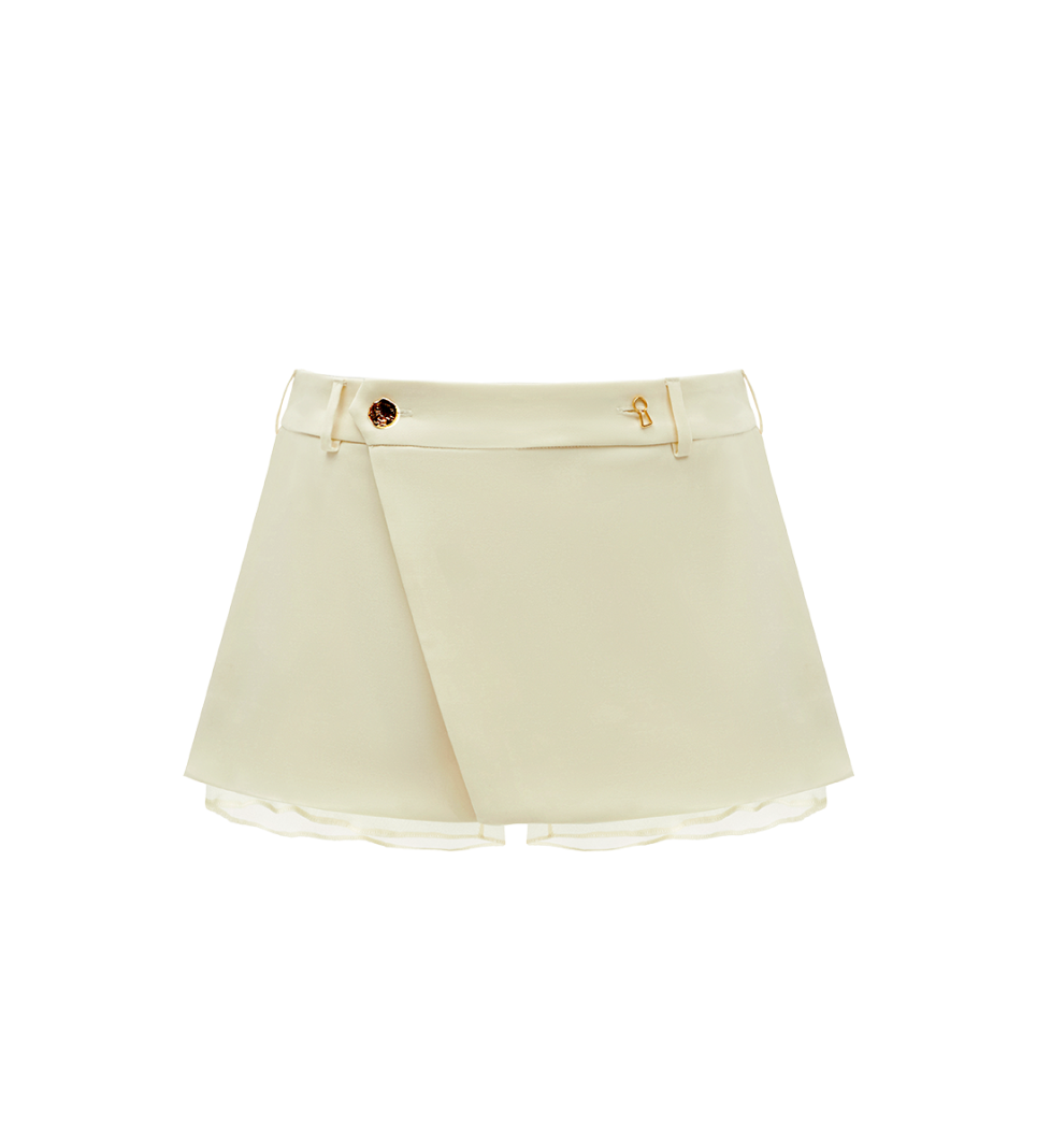TONiA NEW LOOK WRAP SKIRT-SHORTS in milk