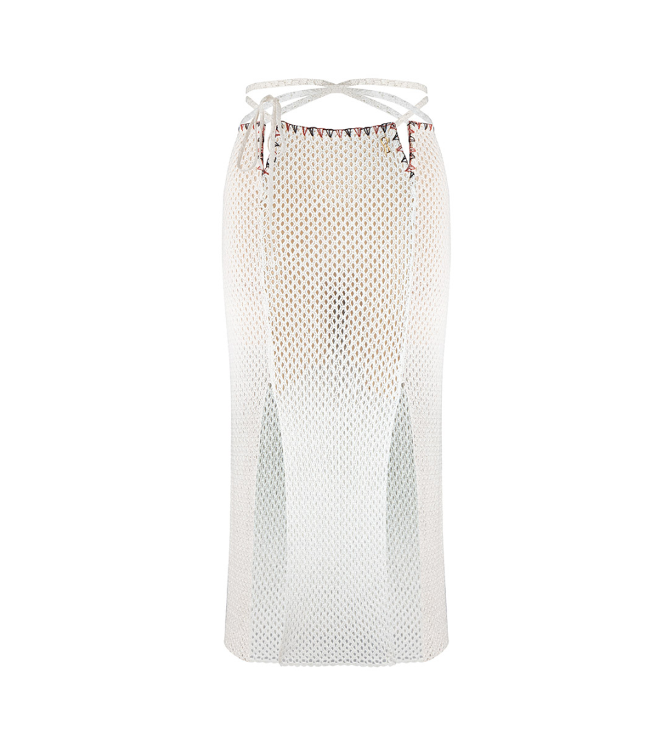 TONiA Skirt is hand-crocheted milk