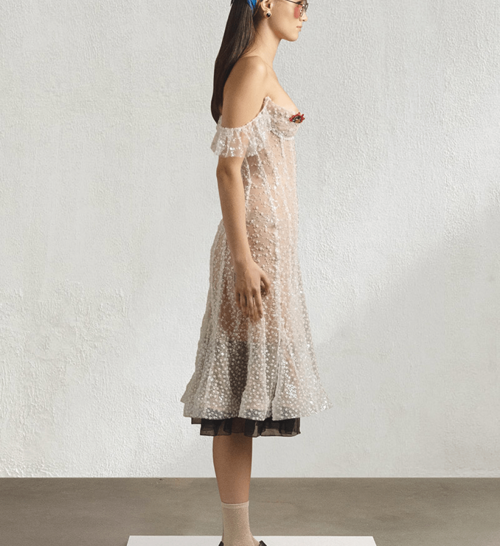 TONiA Beaded Corset Dress milk