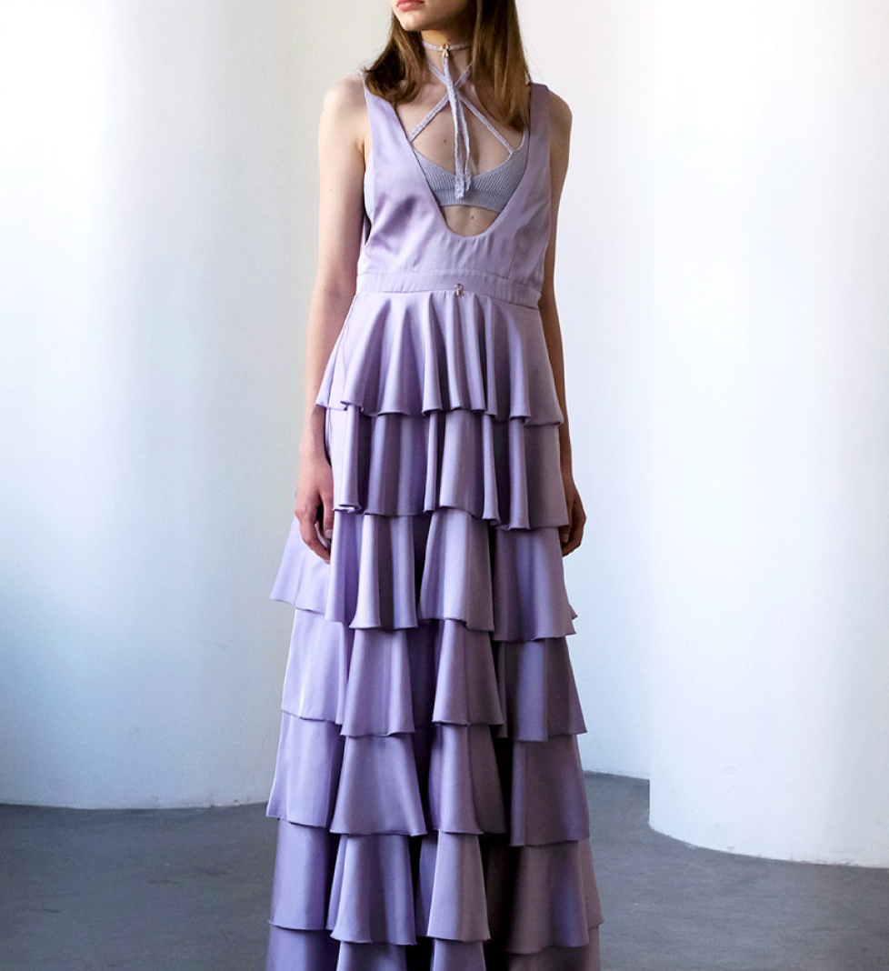 TONiA Maxi dress with ruffles mauve