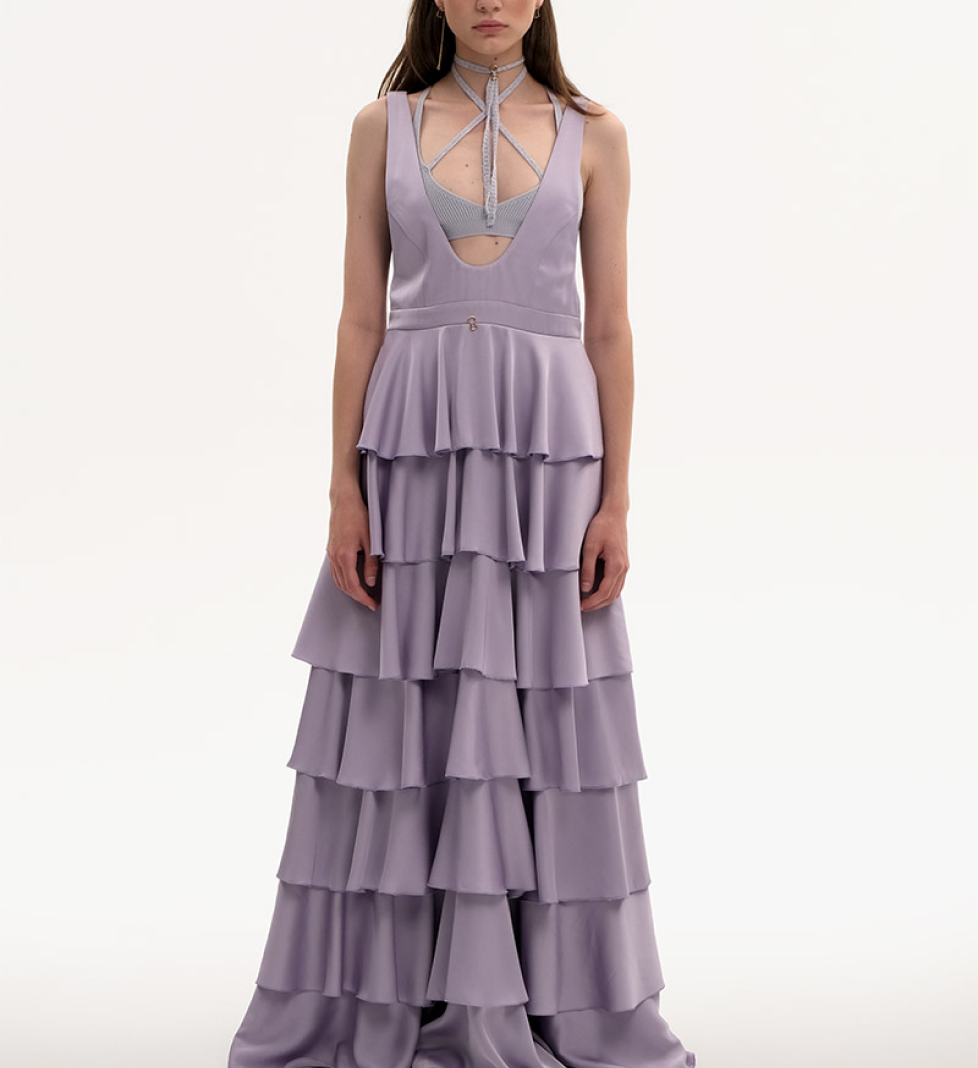 TONiA Maxi dress with ruffles mauve
