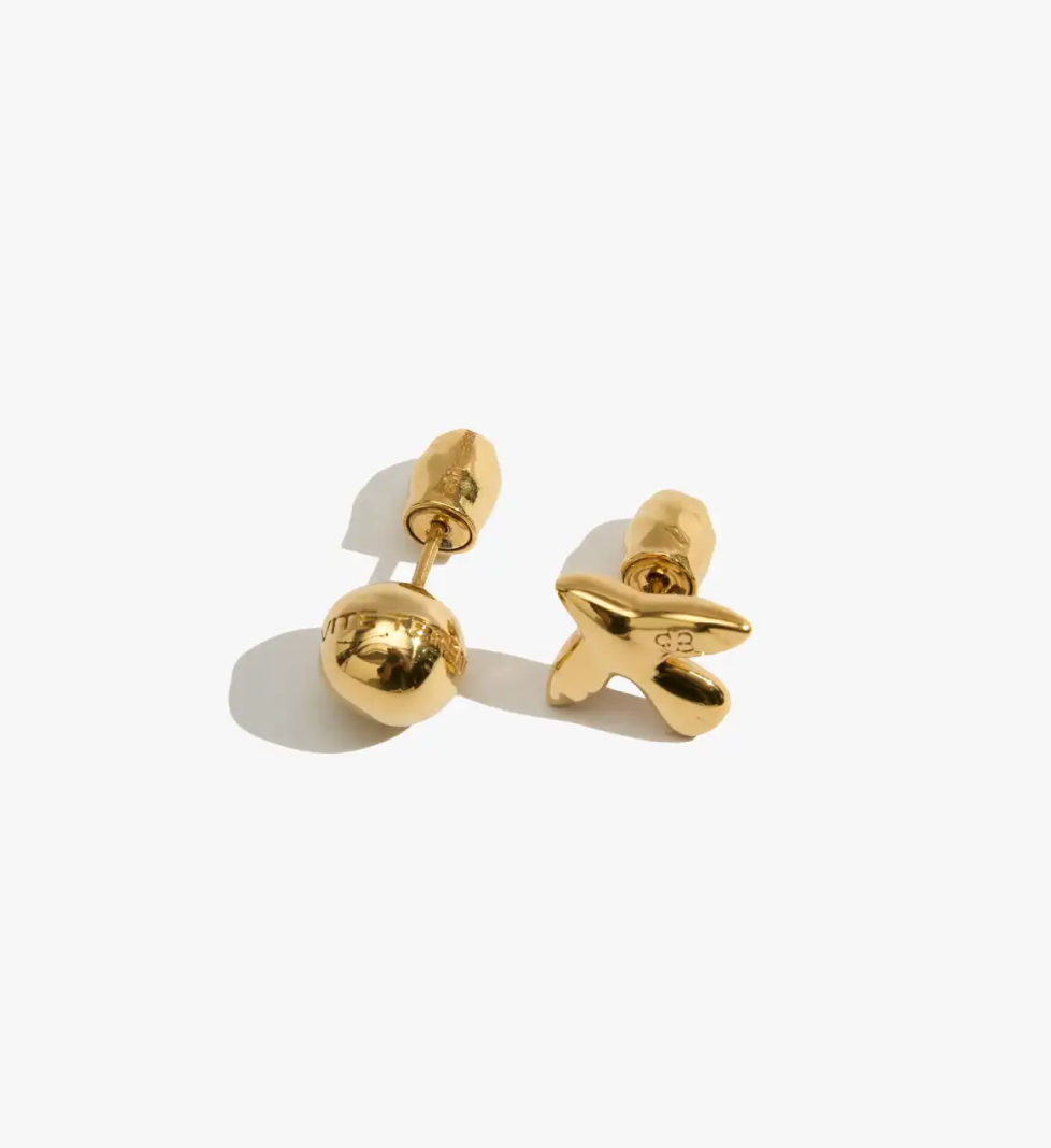 TSVITE TEREN ERA Earrings with a bird and a ball in gold-plated finish