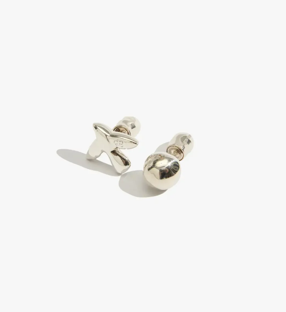 TSVITE TEREN ERA earrings with a bird and a ball in silver