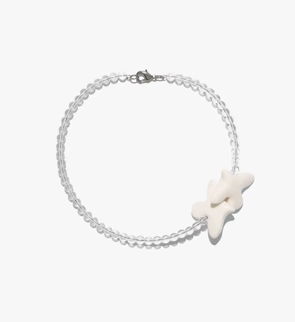 TSVITE TEREN MYRNI Necklace with rock crystal and a bird in silver