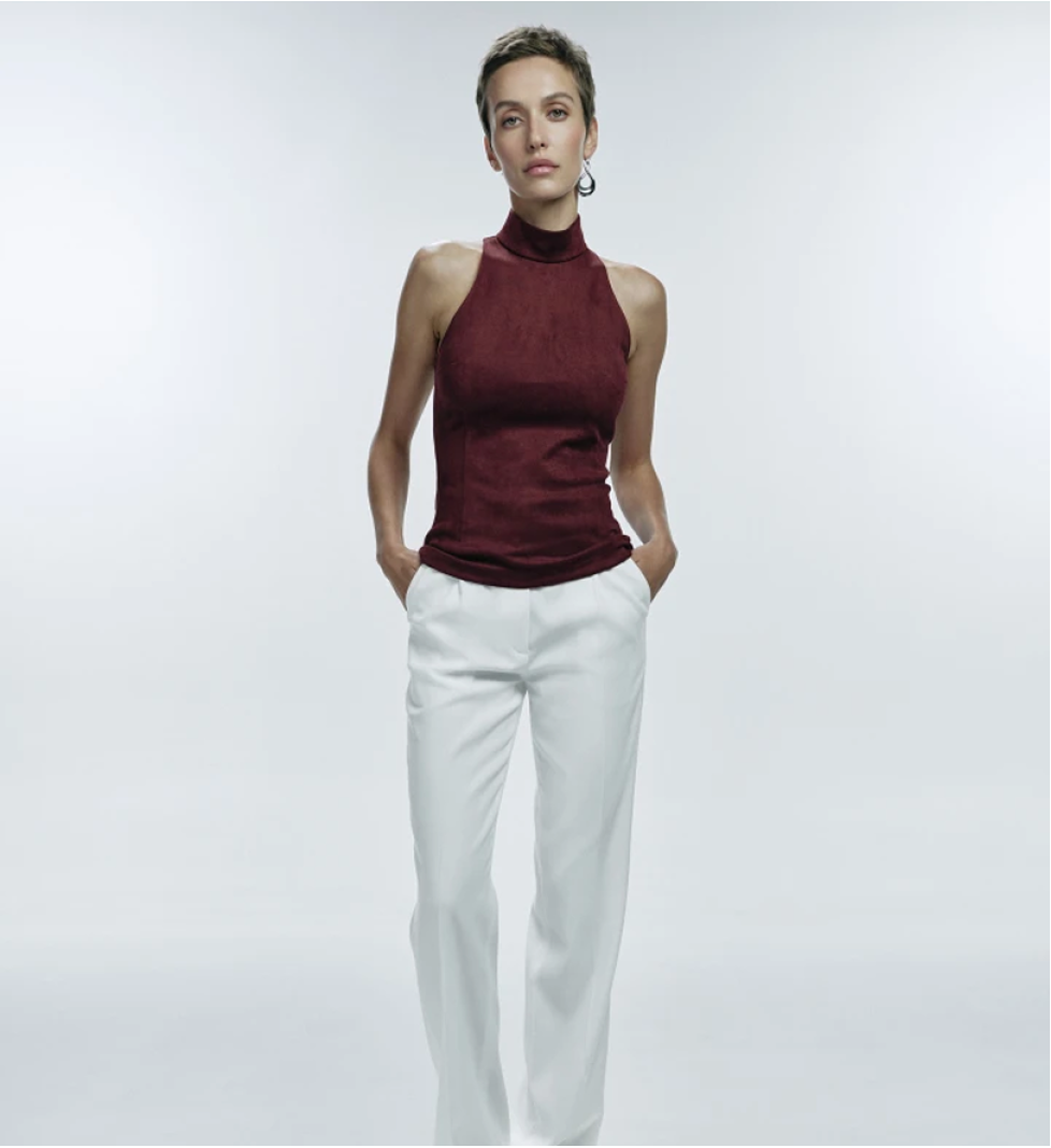Twen2S sleeveless suede top ginger