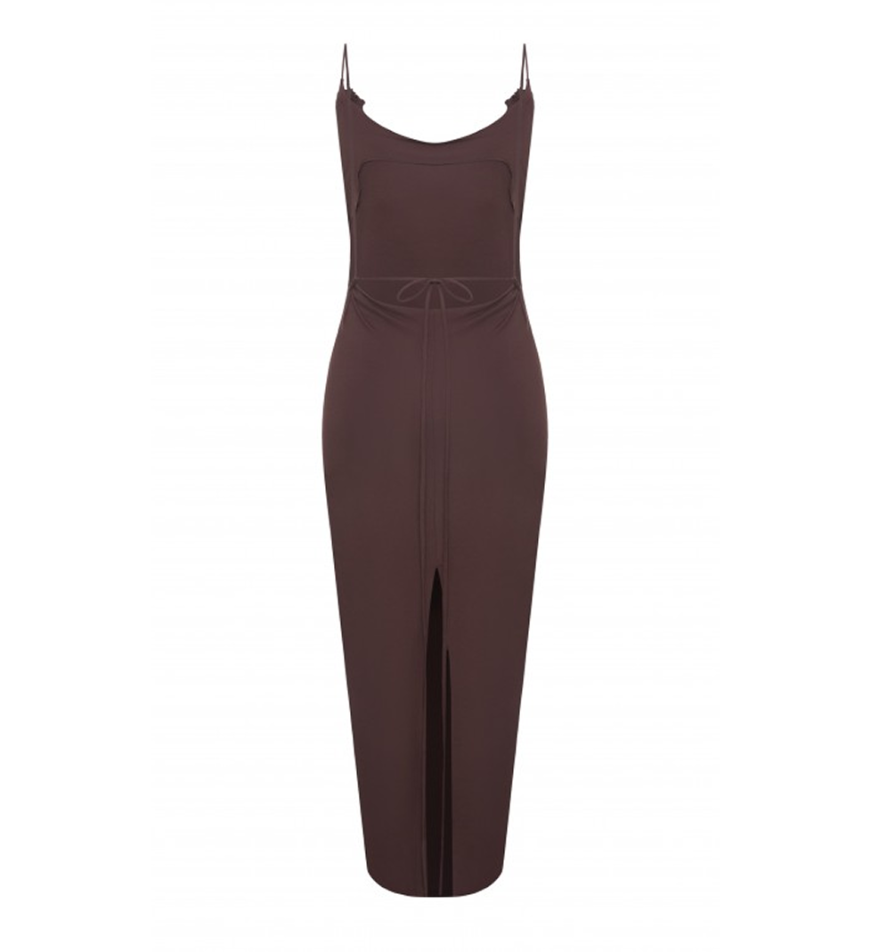 Wild Hearts long dress with flowers Brown