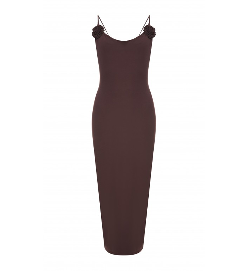 Wild Hearts long dress with flowers Brown