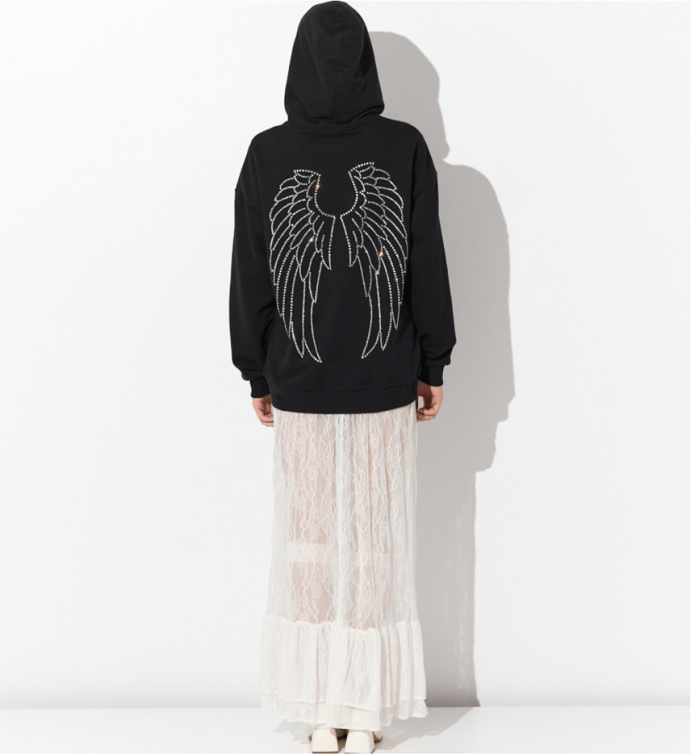 ZIGZAG Hoodie Wings Black