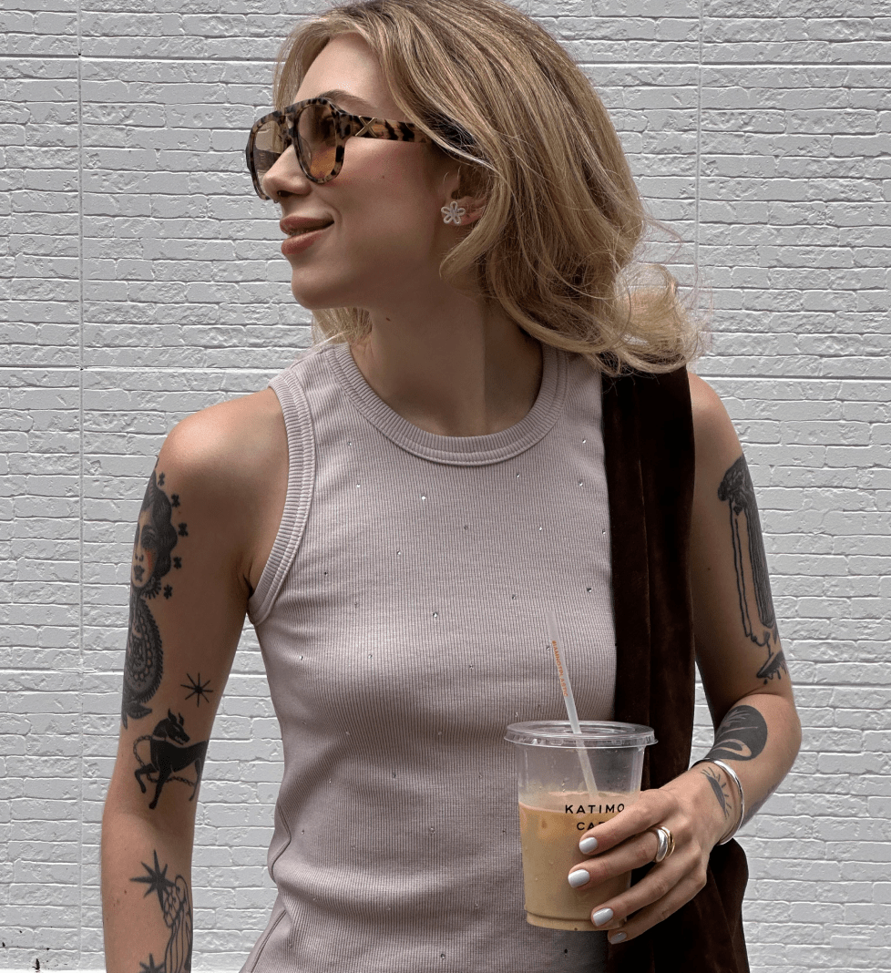ZIGZAG scattered tank top with luxury rhinestones pink